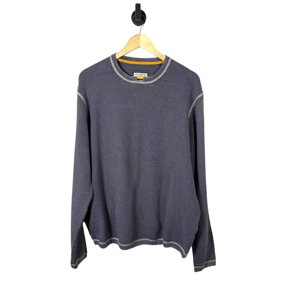 32 Bar Blues Men’s Waffle Knit Thermal Notch Neck Pullover Blue-Grey XL